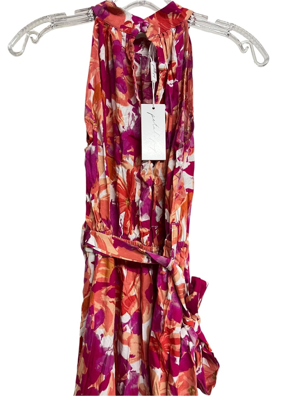 New Petal & Pup Caroline Sleeveless Pink Floral‎ Halter Maxi Dress Summer - Picture 6 of 9